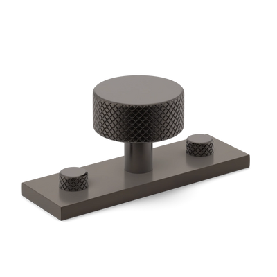 Armac Martin MIX Diamond Knurled Cabinet Knob & Backplate in 54mm / Dark Bronze