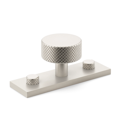 Armac Martin MIX Diamond Knurled Cabinet Knob & Backplate in 54mm / Satin Nickel Plate