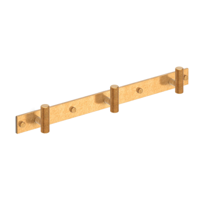 Armac Martin MIX Diamond Knurled Wall Hook Rack in 384mm (3 hooks) / Burnished Brass
