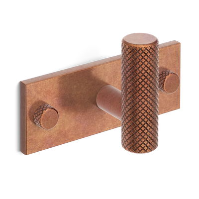 Armac Martin MIX Diamond Knurled Single Horizontal Wall Hook in 84mm / Aged Copper