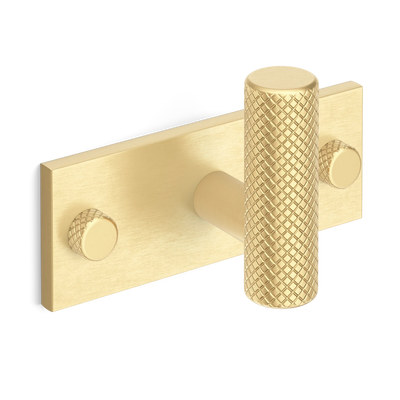 Armac Martin MIX Diamond Knurled Single Horizontal Wall Hook in 84mm / Satin Brass Unlacquered