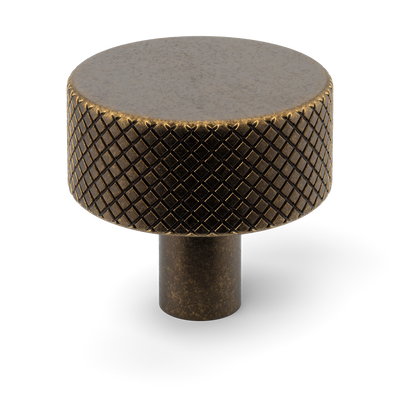 Armac Martin MIX Diamond Knurled Cabinet Knob in 32mm / Dark Aged Brass