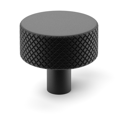 Armac Martin MIX Diamond Knurled Cabinet Knob in 32mm / Matt Black Lacquered