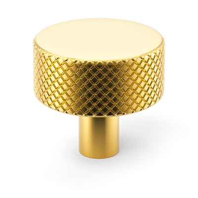 Armac Martin MIX Diamond Knurled Cabinet Knob in 32mm / Polished Brass Lacquered