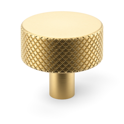 Armac Martin MIX Diamond Knurled Cabinet Knob in 32mm / Satin Brass Unlacquered