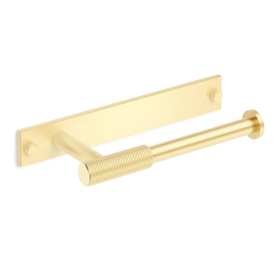 Armac Martin MIX Diamond Knurled Toilet Roll Holder & Backplate in 232mm / Satin Brass Unlacquered