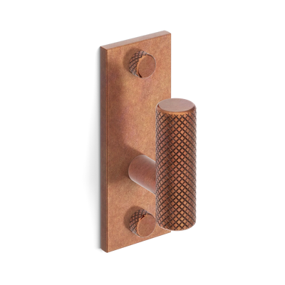 Armac Martin MIX Diamond Knurled Single Vertical Wall Hook in 84mm / Aged Copper