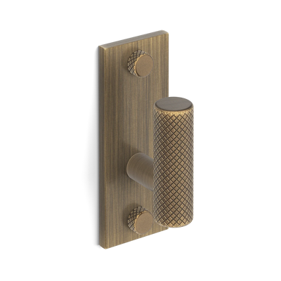 Armac Martin MIX Diamond Knurled Single Vertical Wall Hook in 84mm / Satin Antique Satin Lacquered