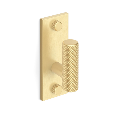 Armac Martin MIX Diamond Knurled Single Vertical Wall Hook in 84mm / Satin Brass Unlacquered