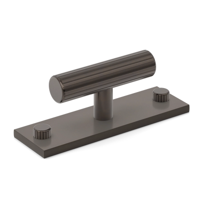 Armac Martin MIX Straight Knurled T-bar Handle & Backplate in 65mm / Dark Bronze