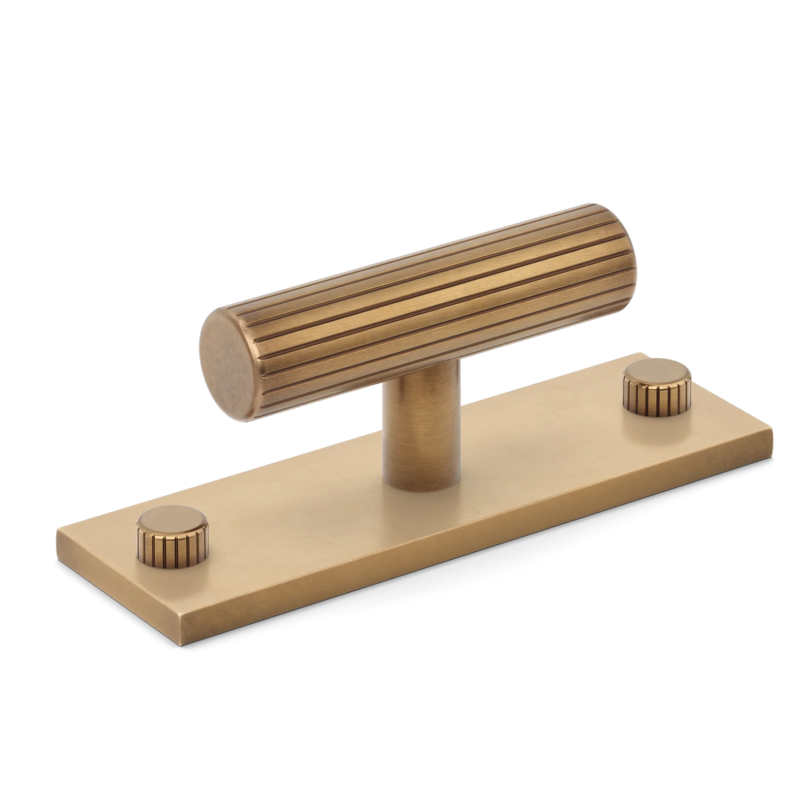 Armac Martin MIX Straight Knurled T-bar Handle & Backplate in 65mm / Fine English Antique