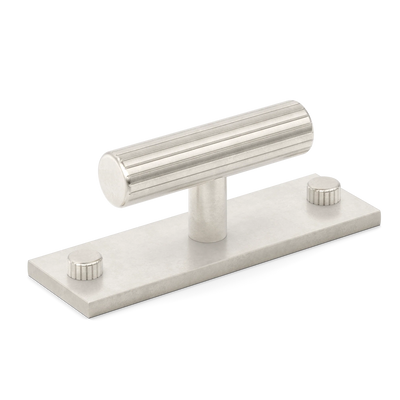 Armac Martin MIX Straight Knurled T-bar Handle & Backplate in 65mm / Barrelled Nickel Plate