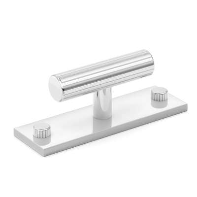 Armac Martin MIX Straight Knurled T-bar Handle & Backplate in 65mm / Polished Chrome Plate