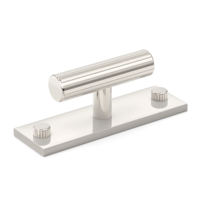 Armac Martin MIX Straight Knurled T-bar Handle & Backplate in 65mm / Polished Nickel Plate