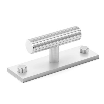 Armac Martin MIX Straight Knurled T-bar Handle & Backplate in 65mm / Satin Chrome Plate