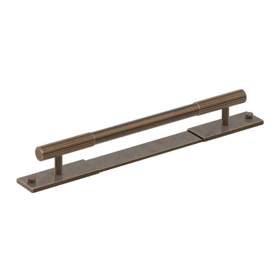 Armac Martin MIX Straight Knurled Pull Handle & Backplate in 128mm / Dark Aged Brass