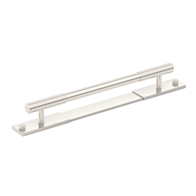 Armac Martin MIX Straight Knurled Pull Handle & Backplate in 128mm / Polished Nickel Plate