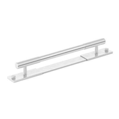 Armac Martin MIX Straight Knurled Pull Handle & Backplate in 128mm / Satin Chrome Plate