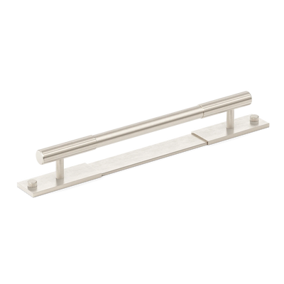 Armac Martin MIX Straight Knurled Pull Handle & Backplate in 128mm / Satin Nickel Plate