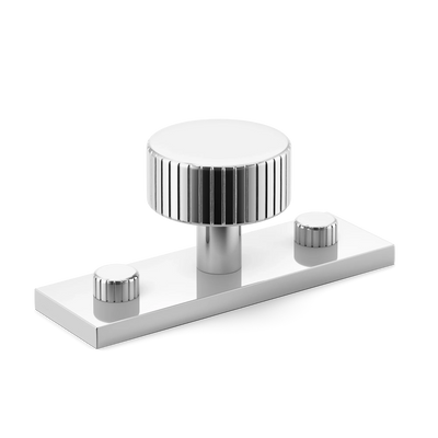 Armac Martin MIX Straight Knurled Cabinet Knob & Backplate in 54mm / Polished Chrome Plate