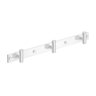 Armac Martin MIX Straight Knurled Wall Hook Rack in 384mm (3 hooks) / Polished Chrome Plate