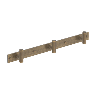 Armac Martin MIX Straight Knurled Wall Hook Rack in 384mm (3 hooks) / Satin Antique Satin Lacquered