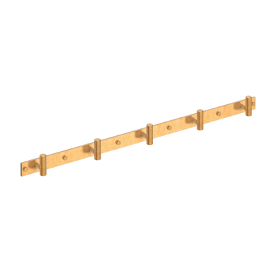 Armac Martin MIX Straight Knurled Wall Hook Rack in 684mm (5 hooks) / Burnished Brass