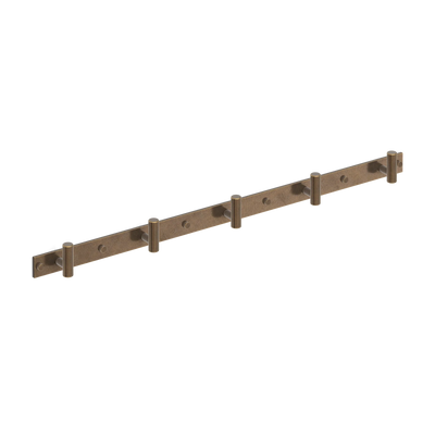 Armac Martin MIX Straight Knurled Wall Hook Rack in 684mm (5 hooks) / Dark Aged Brass