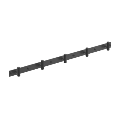 Armac Martin MIX Straight Knurled Wall Hook Rack in 684mm (5 hooks) / Matt Black Lacquered