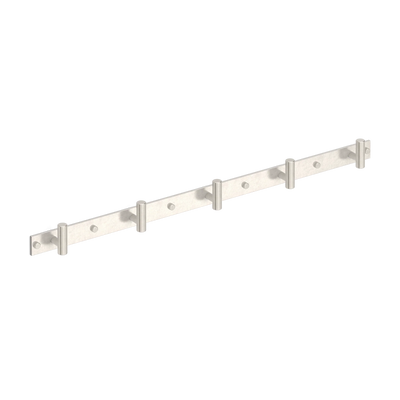 Armac Martin MIX Straight Knurled Wall Hook Rack in 684mm (5 hooks) / Barrelled Nickel Plate
