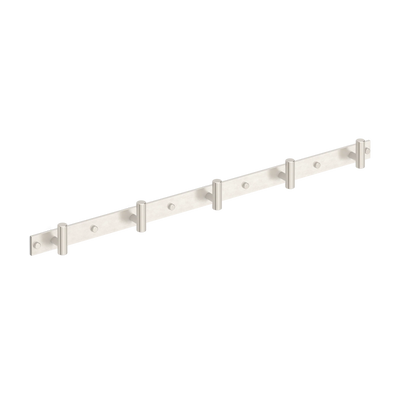 Armac Martin MIX Straight Knurled Wall Hook Rack in 684mm (5 hooks) / Satin Nickel Plate