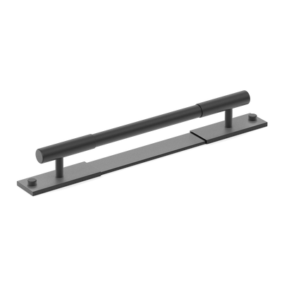 Armac Martin MIX Plain Cabinet Handle & Backplate in 128mm / Matt Black Lacquered