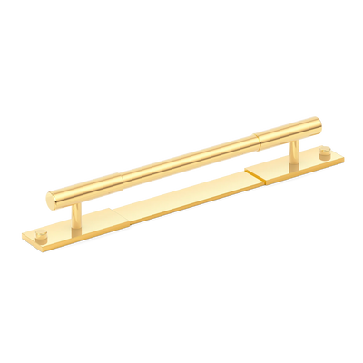Armac Martin MIX Plain Cabinet Handle & Backplate in 128mm / Polished Brass Lacquered