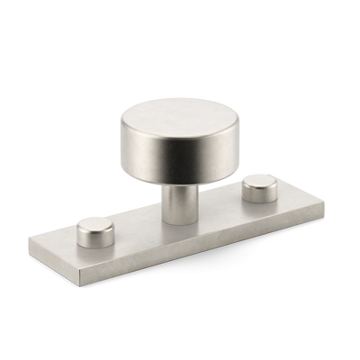 Armac Martin MIX Plain Cabinet Knob & Backplate in 54mm / Barrelled Nickel Plate