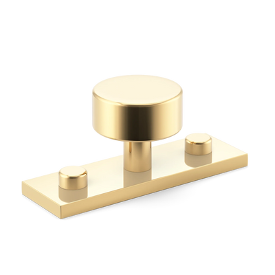 Armac Martin MIX Plain Cabinet Knob & Backplate in 54mm / Polished Brass Unlacquered