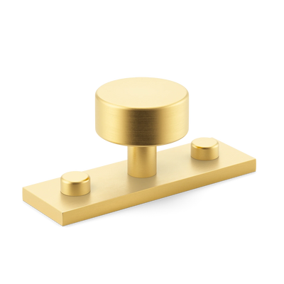 Armac Martin MIX Plain Cabinet Knob & Backplate in 54mm / Satin Brass Lacquered