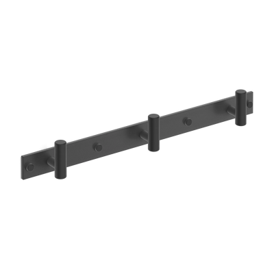 Armac Martin MIX Plain Wall Hook Rack in 384mm (3 hooks) / Matt Black Lacquered