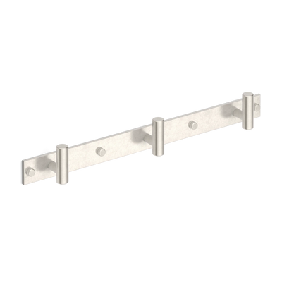 Armac Martin MIX Plain Wall Hook Rack in 384mm (3 hooks) / Barrelled Nickel Plate
