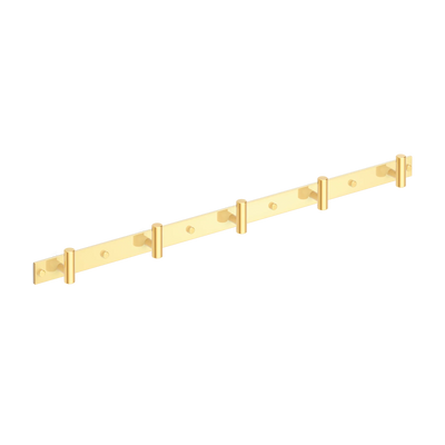 Armac Martin MIX Plain Wall Hook Rack in 684mm (5 hooks) / Polished Brass Lacquered