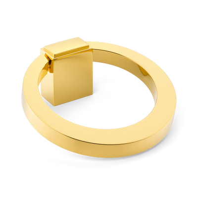 Armac Martin Oblique Cabinet Ring Pull in 50mm / Polished Brass Lacquered