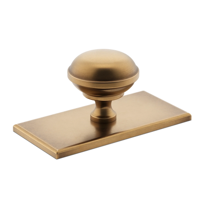 Armac Martin Queslett Cabinet Knob with Rectangular Backplate in 28mm / Fine English Antique