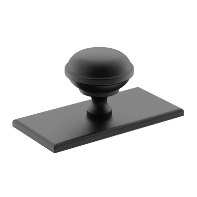 Armac Martin Queslett Cabinet Knob with Rectangular Backplate in 28mm / Matt Black Lacquered