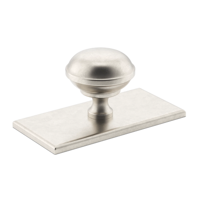 Armac Martin Queslett Cabinet Knob with Rectangular Backplate in 28mm / Barrelled Nickel Plate
