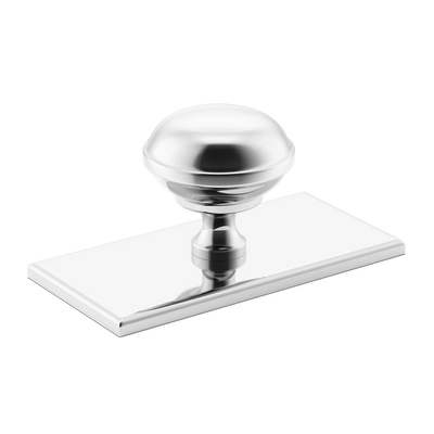 Armac Martin Queslett Cabinet Knob with Rectangular Backplate in 28mm / Polished Chrome Plate