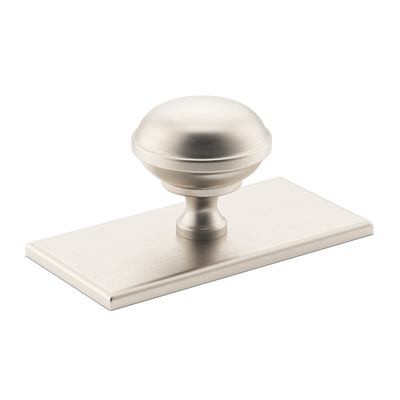 Armac Martin Queslett Cabinet Knob with Rectangular Backplate in 28mm / Satin Nickel Plate