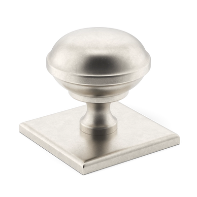 Armac Martin Queslett Cabinet Knob with Square Backplate in 28mm / Barrelled Nickel Plate