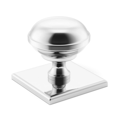 Armac Martin Queslett Cabinet Knob with Square Backplate in 28mm / Polished Chrome Plate