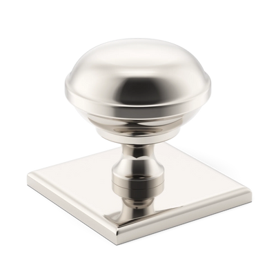 Armac Martin Queslett Cabinet Knob with Square Backplate in 28mm / Polished Nickel Plate