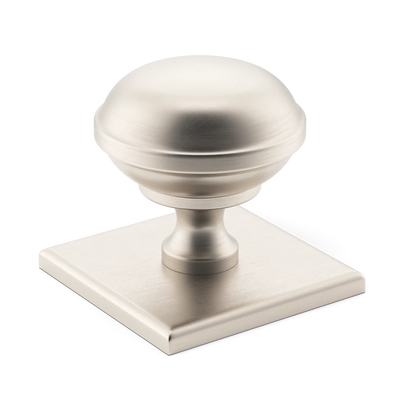 Armac Martin Queslett Cabinet Knob with Square Backplate in 28mm / Satin Nickel Plate
