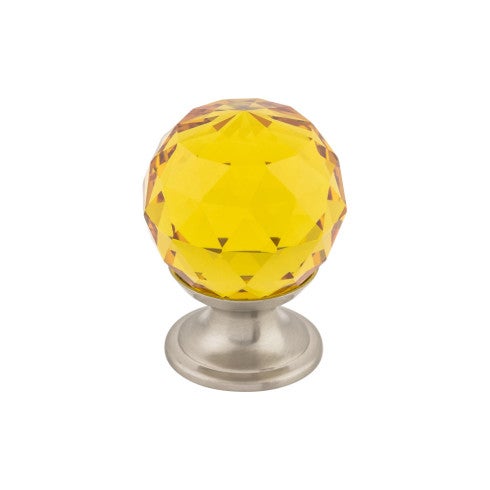 Top Knobs Amber Crystal Knob 1 1/8" in Brushed Satin Nickel